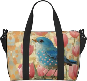 blue bird print Travel Duffel Bag, Sports Tote Gym Bag, Swim Pool Bag Large Shoulder Tote Bag for Beach Weekender