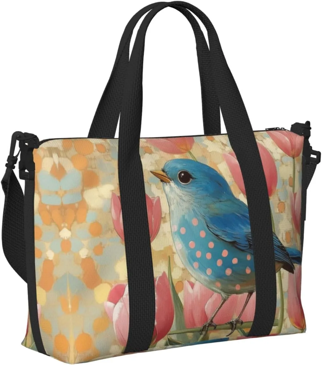 blue bird print Travel Duffel Bag, Sports Tote Gym Bag, Swim Pool Bag Large Shoulder Tote Bag for Beach Weekender