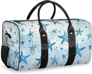 Blue Starfish Travel Duffle Bag for Women Men Gym Duffel Foldable Bag Waterproof Weekender Nautical Sea Duffle Tote