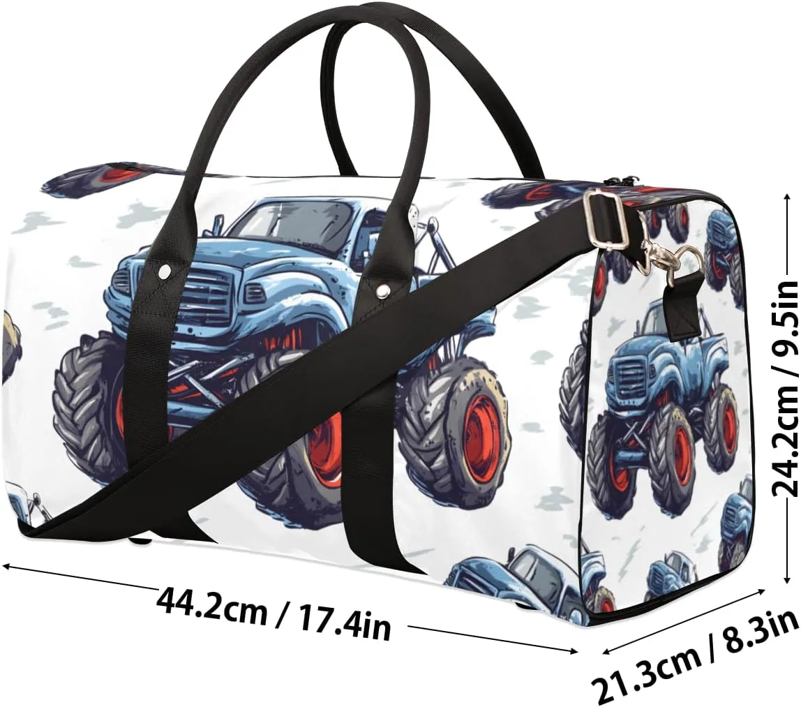 Blue Truck Travel Duffle Bag for Women Men Gym Duffel Foldable Bag Waterproof Weekender Off Road Vehicle Duffle Tote