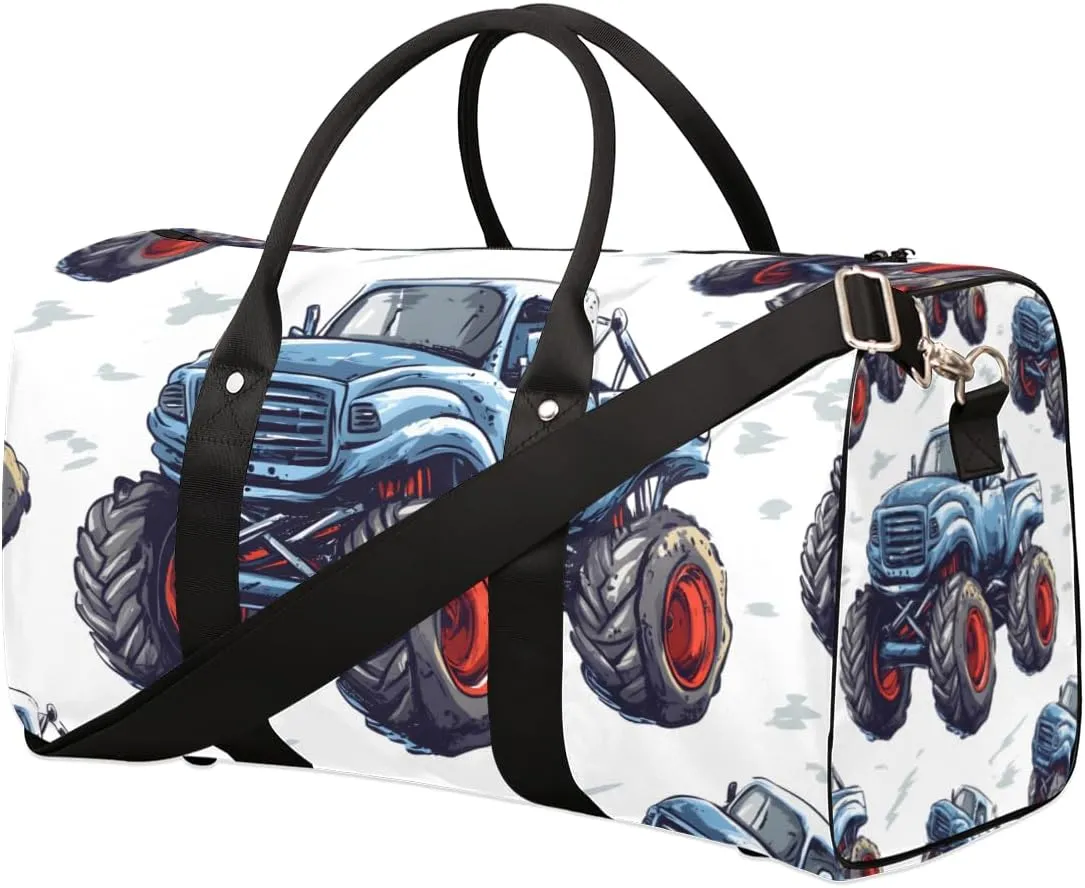 Blue Truck Travel Duffle Bag for Women Men Gym Duffel Foldable Bag Waterproof Weekender Off Road Vehicle Duffle Tote