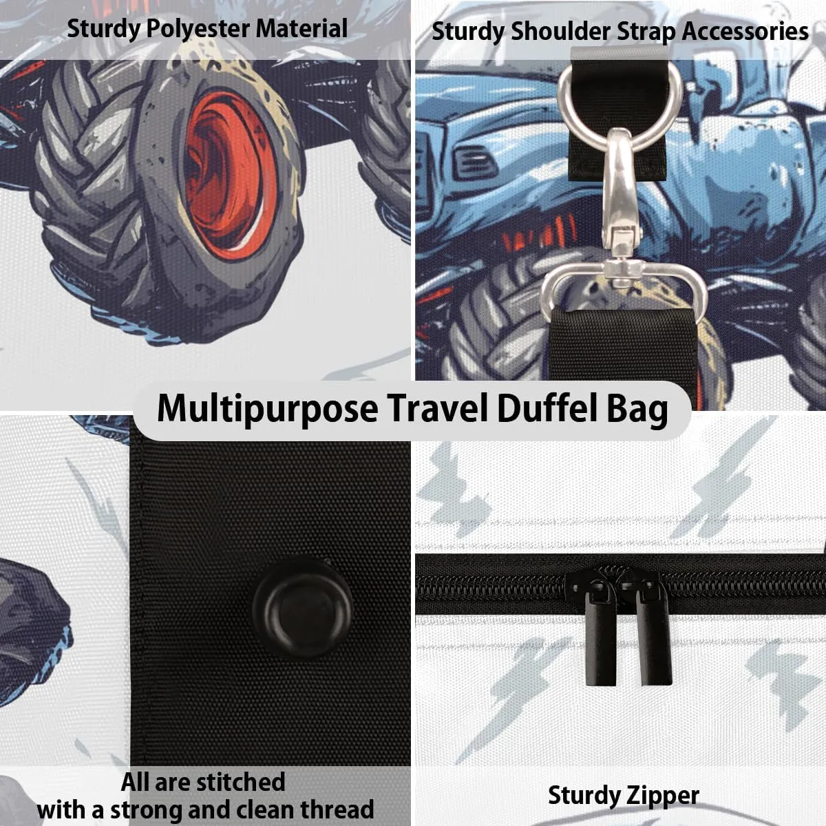 Blue Truck Travel Duffle Bag for Women Men Gym Duffel Foldable Bag Waterproof Weekender Off Road Vehicle Duffle Tote