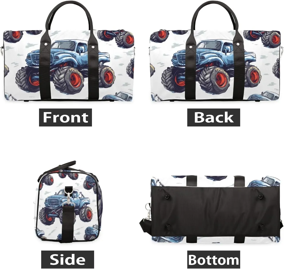 Blue Truck Travel Duffle Bag for Women Men Gym Duffel Foldable Bag Waterproof Weekender Off Road Vehicle Duffle Tote