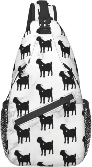 Boer Goat Silhouette Chest Bag Shoulder Bag, Cute Animals Sling Backpack Casual Travel Bag For Men And Women