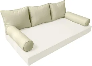 Bolster & Back Pillow Cushion Outdoor Slip Cover ONLY Twin Pipe Trim AD005 Style3