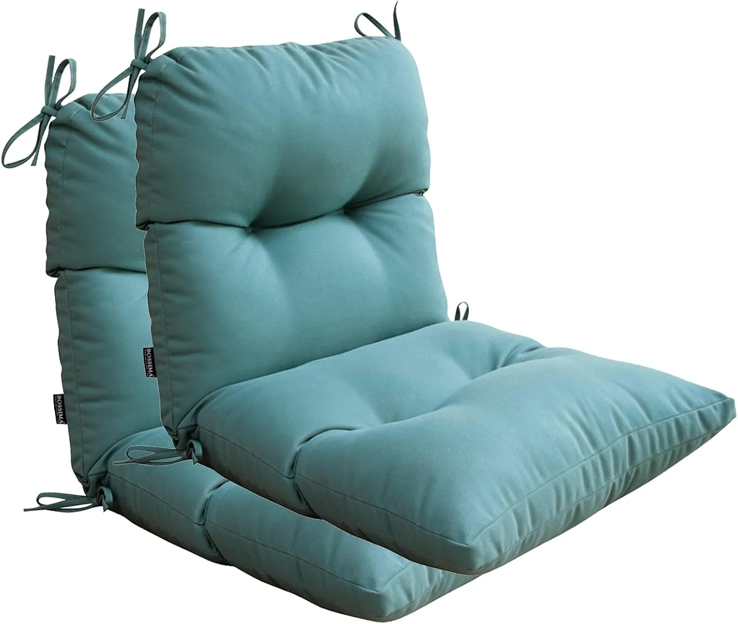 BOSSIMA Outdoor Indoor High Back Chair Tufted Thick Cushions Comfort Replacement Patio Seating Cushions Set of 2 Blue Lake