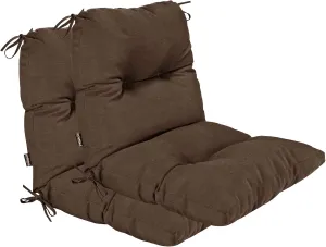 BOSSIMA Outdoor Indoor High Back Chair Tufted Thick Cushions Comfort Replacement Patio Seating Cushions Set of 2 Coffee/Chocolate