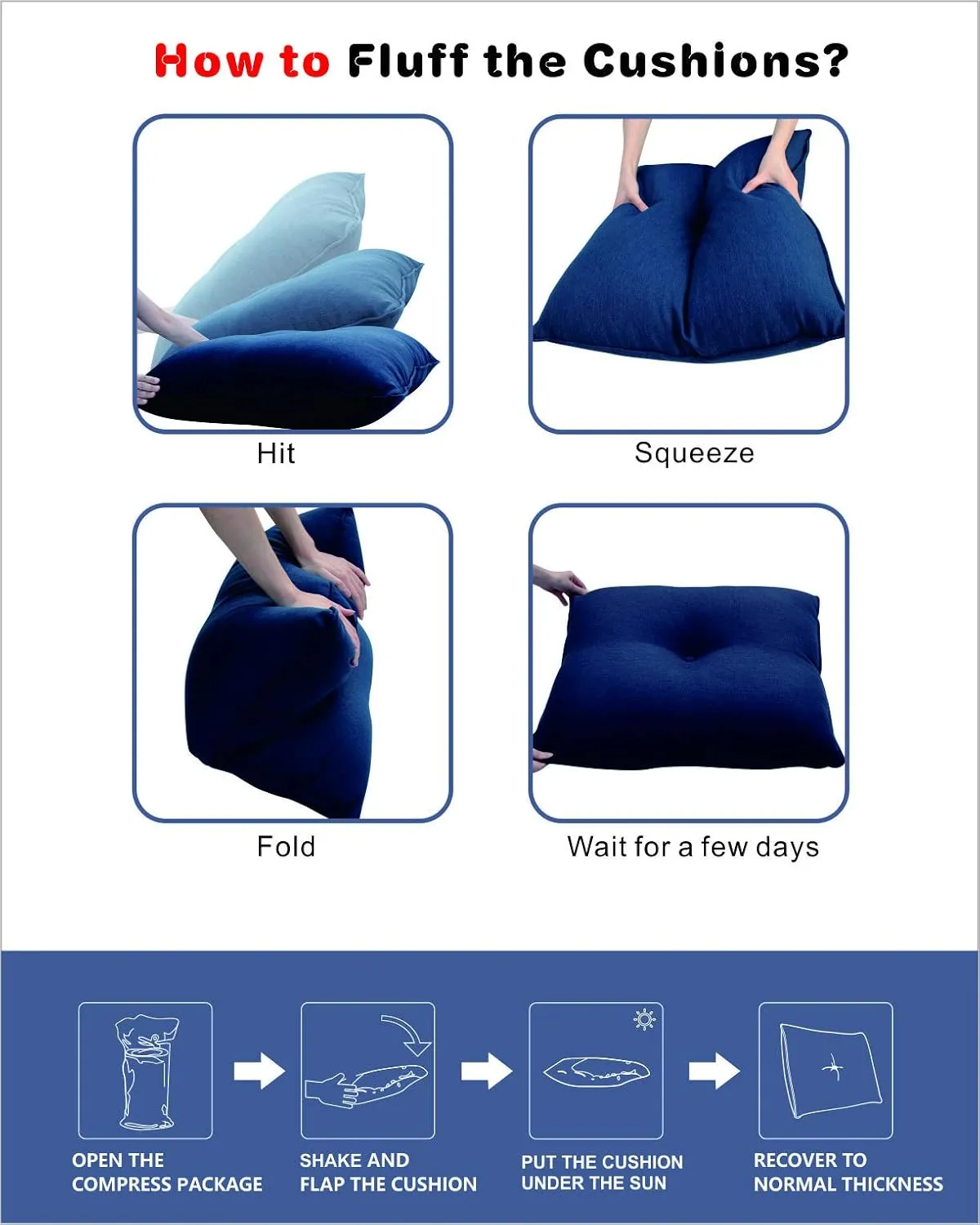 BOSSIMA Outdoor Patio Deep Seat Chair Cushions Furniture Foam Cushion 24x24, Sunbrella Passage-Poppy