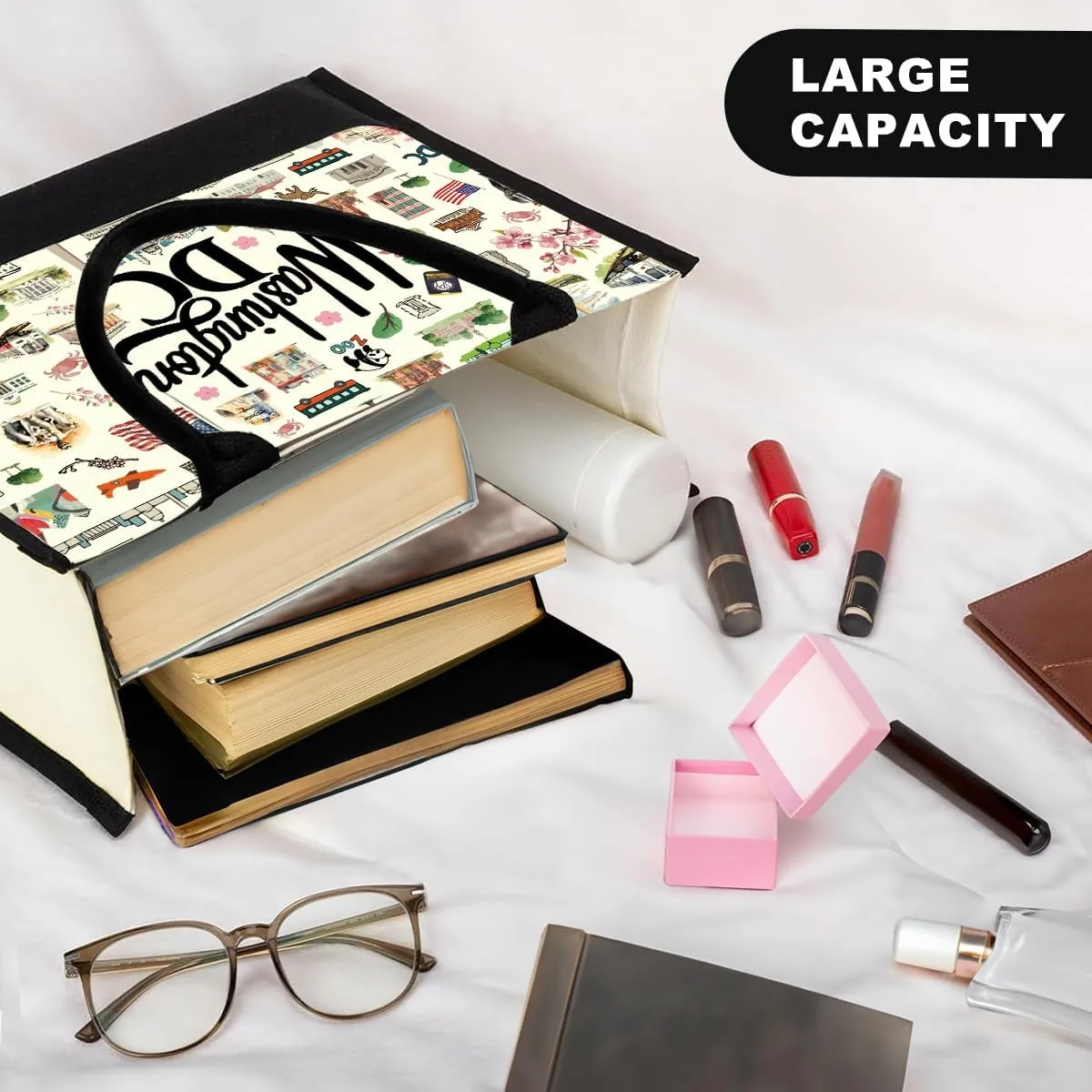 Boston Dallas Washington DC San Francisco Los Angeles China Travel Tote Bag Makeup Bag Set