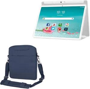BoxWave Case Compatible with BAIWOYER Android 11 Tablet K118 (10.1 in) - Encompass Urban Bag, Over Shoulder Messenger Straps Handle Bag Pockets - Navy