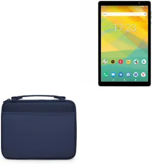 BoxWave Case Compatible with Prestigio Grace 4991 - Hard Shell Briefcase, Slim Messenger Bag Briefcase Cover Side Pockets - Navy