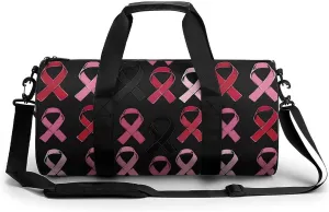 Breast Cancer Awareness Ribbon Gym Bag Print Duffle Bag Weekender Travel Overnight Bag Sports Bag for Men Women Gym Swimming Yoga