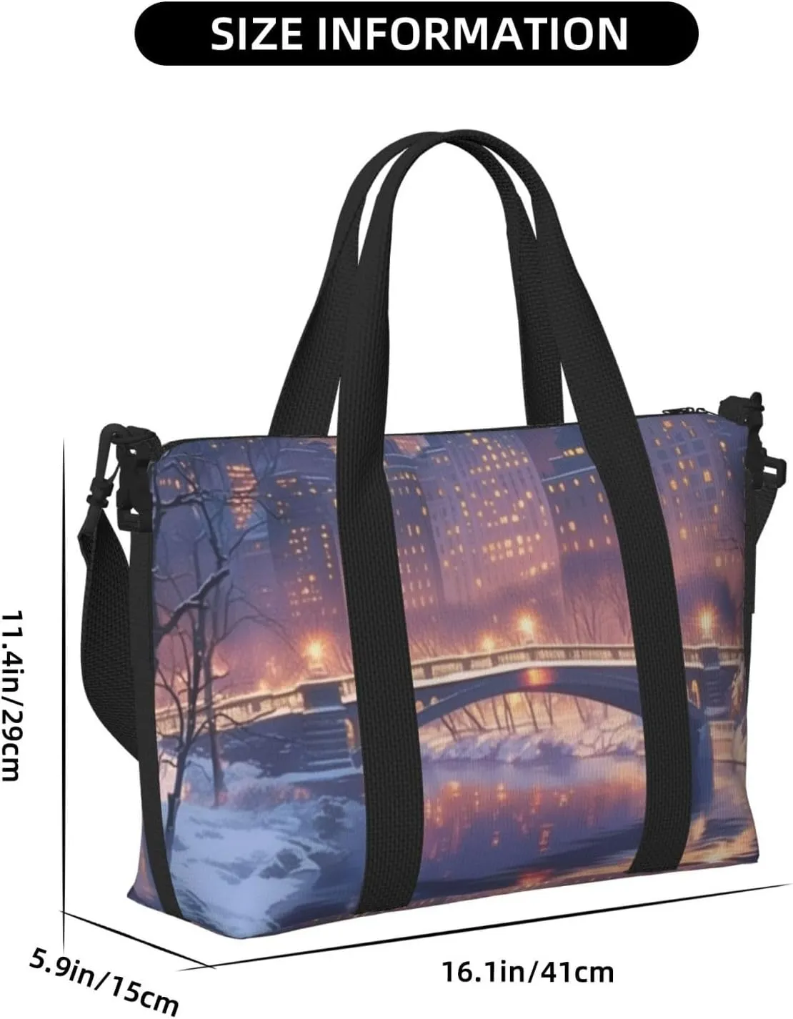 bridge print Travel Duffel Bag, Sports Tote Gym Bag, Swim Pool Bag Large Shoulder Tote Bag for Beach Weekender