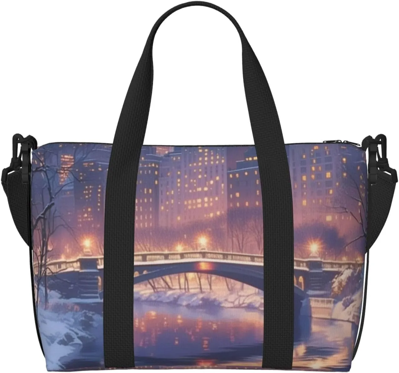 bridge print Travel Duffel Bag, Sports Tote Gym Bag, Swim Pool Bag Large Shoulder Tote Bag for Beach Weekender