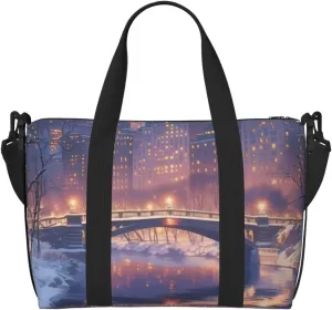 bridge print Travel Duffel Bag, Sports Tote Gym Bag, Swim Pool Bag Large Shoulder Tote Bag for Beach Weekender