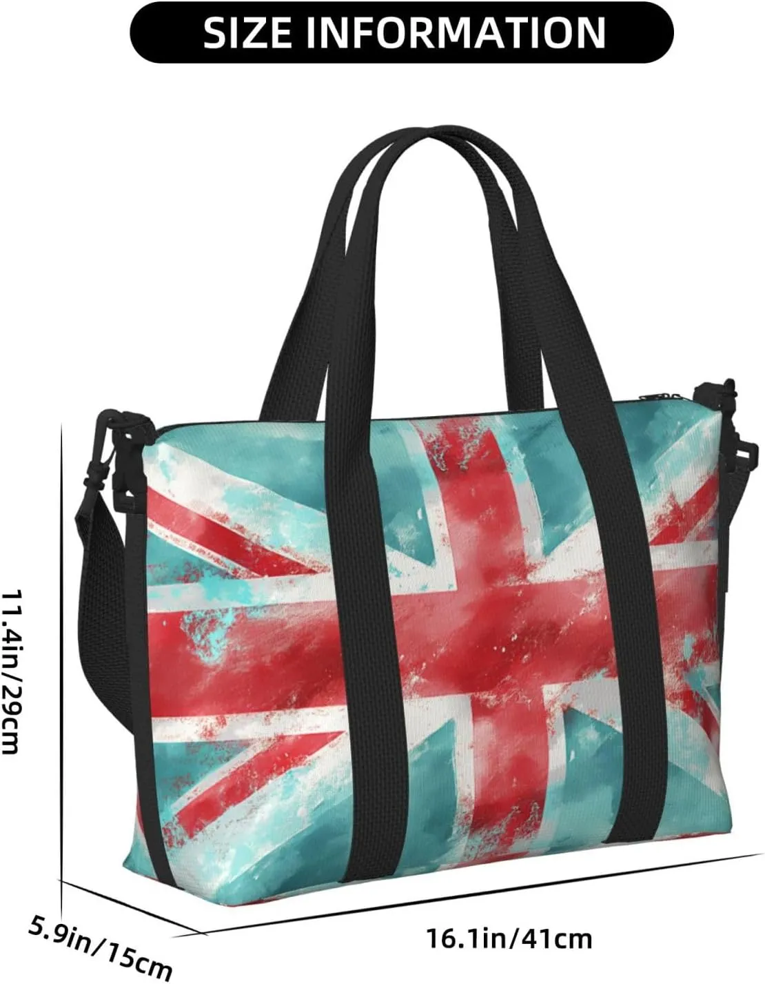 britain united flag watercolor art print Travel Duffel Bag, Sports Tote Gym Bag, Swim Pool Bag Large Shoulder Tote Bag for Beach Weekender, 202-406-121