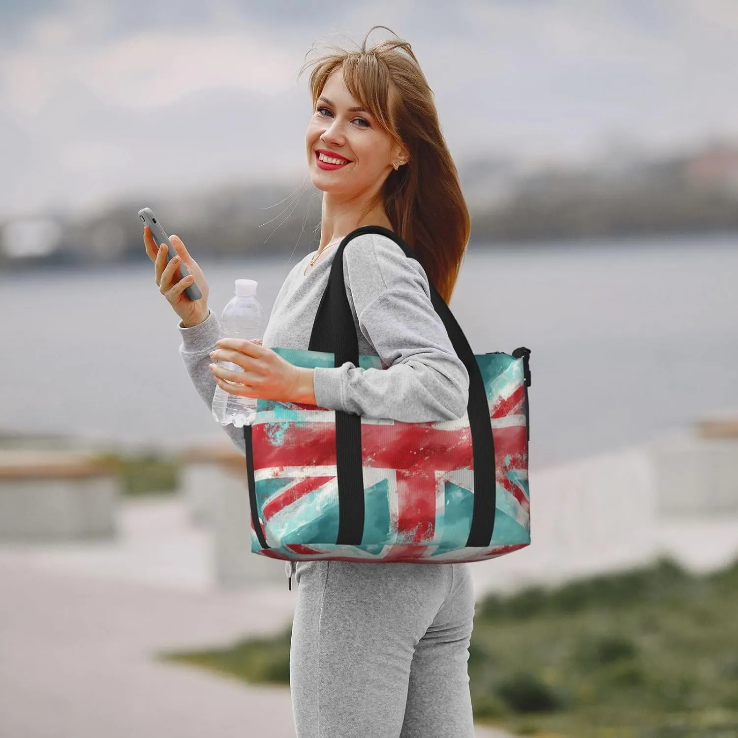 britain united flag watercolor art print Travel Duffel Bag, Sports Tote Gym Bag, Swim Pool Bag Large Shoulder Tote Bag for Beach Weekender, 202-406-121