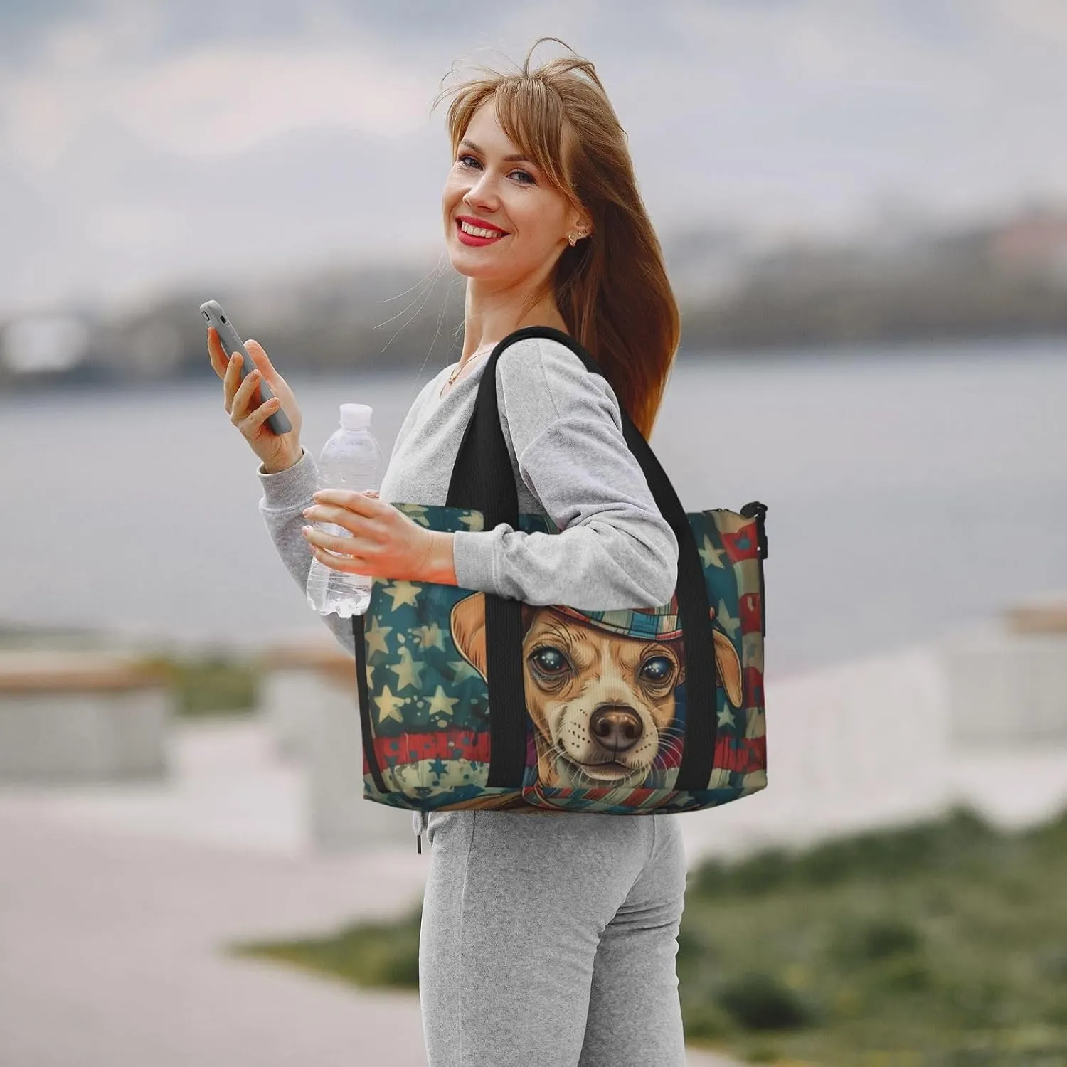 Brittany print Travel Duffel Bag, Sports Tote Gym Bag, Swim Pool Bag Large Shoulder Tote Bag for Beach Weekender