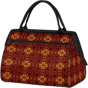 Bronze Aztec Ornament Womens Weekender Overnight Bag Travel Duffel Bag 25L Carry On Tote Bag Gym Duffle Bag for Women Teen Girls