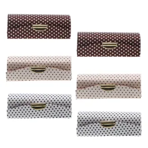 Brown & White & Champagne Polka Dot Lipstick Case With Mirror Set of 6