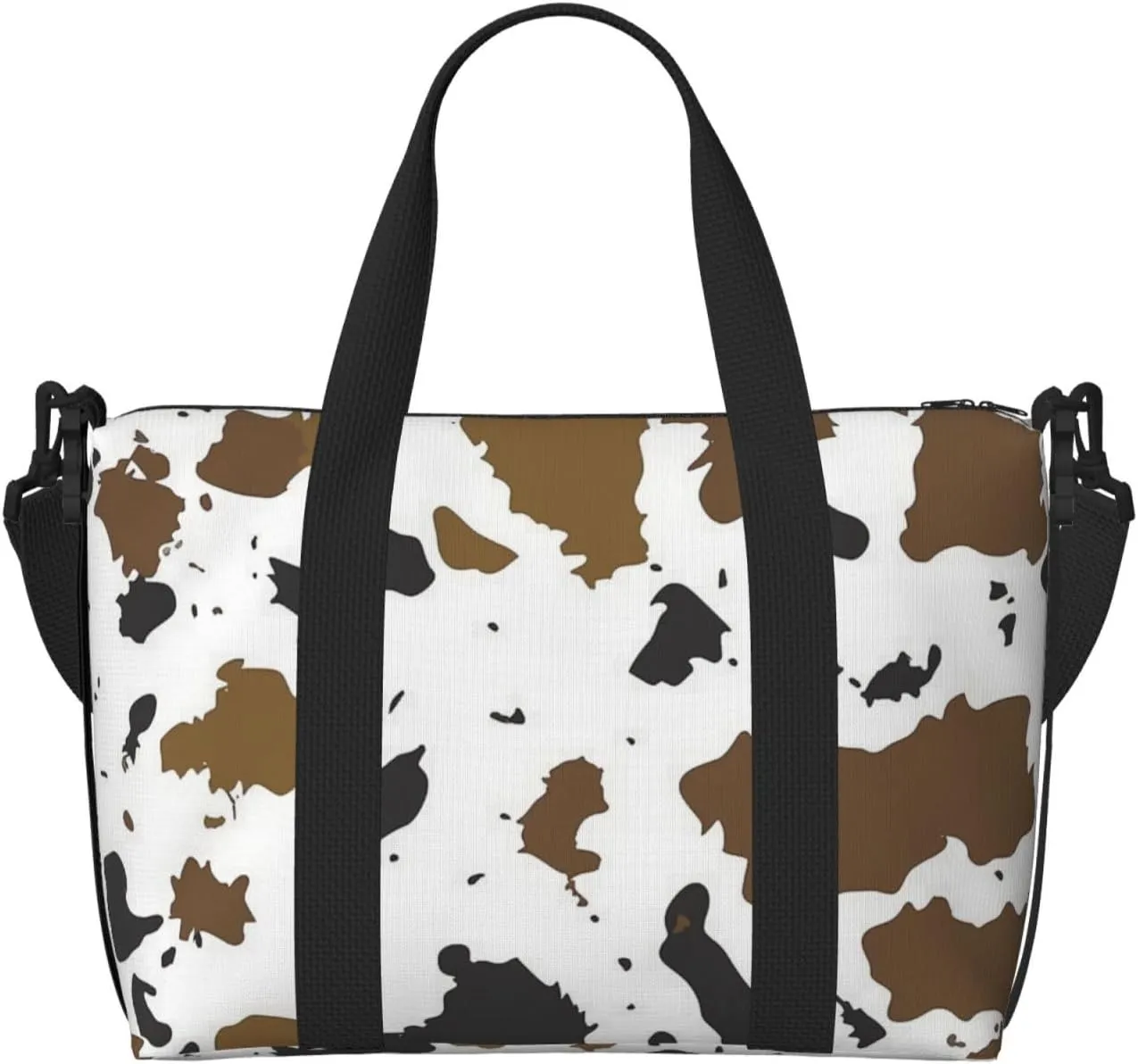 brown cowhide print Travel Duffel Bag, Sports Tote Gym Bag, Swim Pool Bag Large Shoulder Tote Bag for Beach Weekender