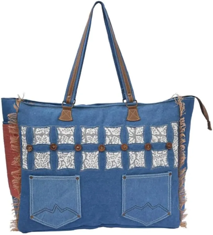 Btur Weekender Bag - Stylish Denim, Canvas, and Leather Duffel Bags for Women, Perfect for Travel, Gym, Overnight, Large Capacity Handbags, Ideal Gift for Sister, Mom, or Best Friend