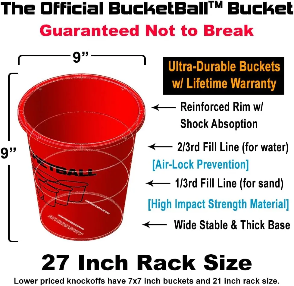BucketBall | Team Color Edition | Combo Pack (Black/Red): Original Yard Pong Game: Best Camping, Beach, Lawn, Outdoor, Family, Adult, Tailgate, Jumbo, Giant Game