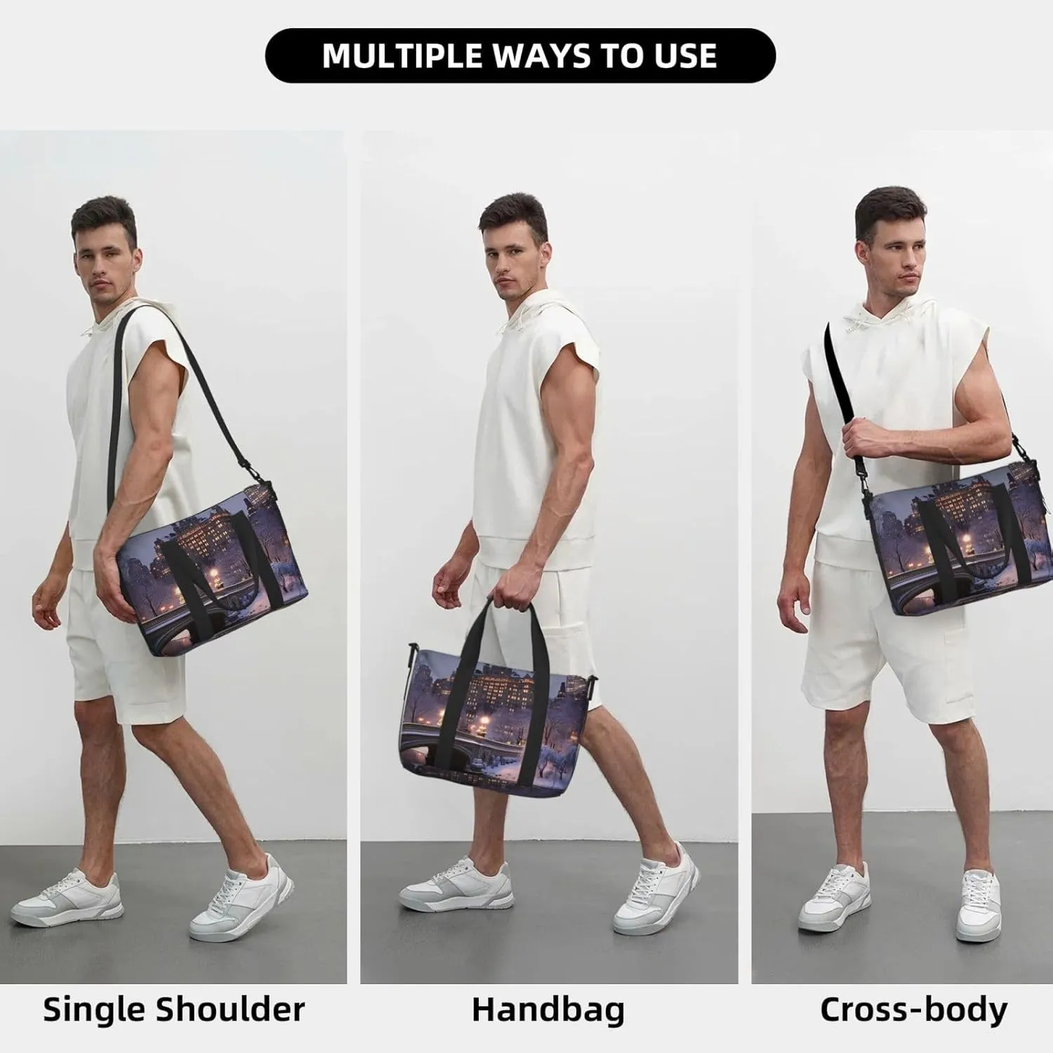 building bridge print Travel Duffel Bag, Sports Tote Gym Bag, Swim Pool Bag Large Shoulder Tote Bag for Beach Weekender