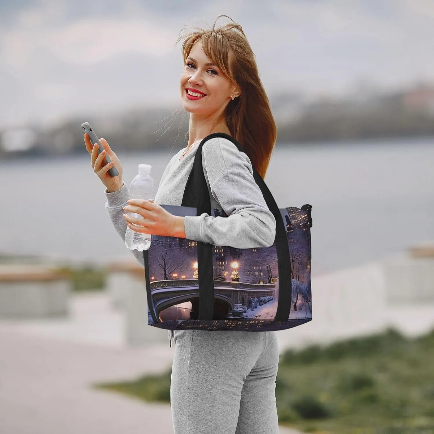 building bridge print Travel Duffel Bag, Sports Tote Gym Bag, Swim Pool Bag Large Shoulder Tote Bag for Beach Weekender