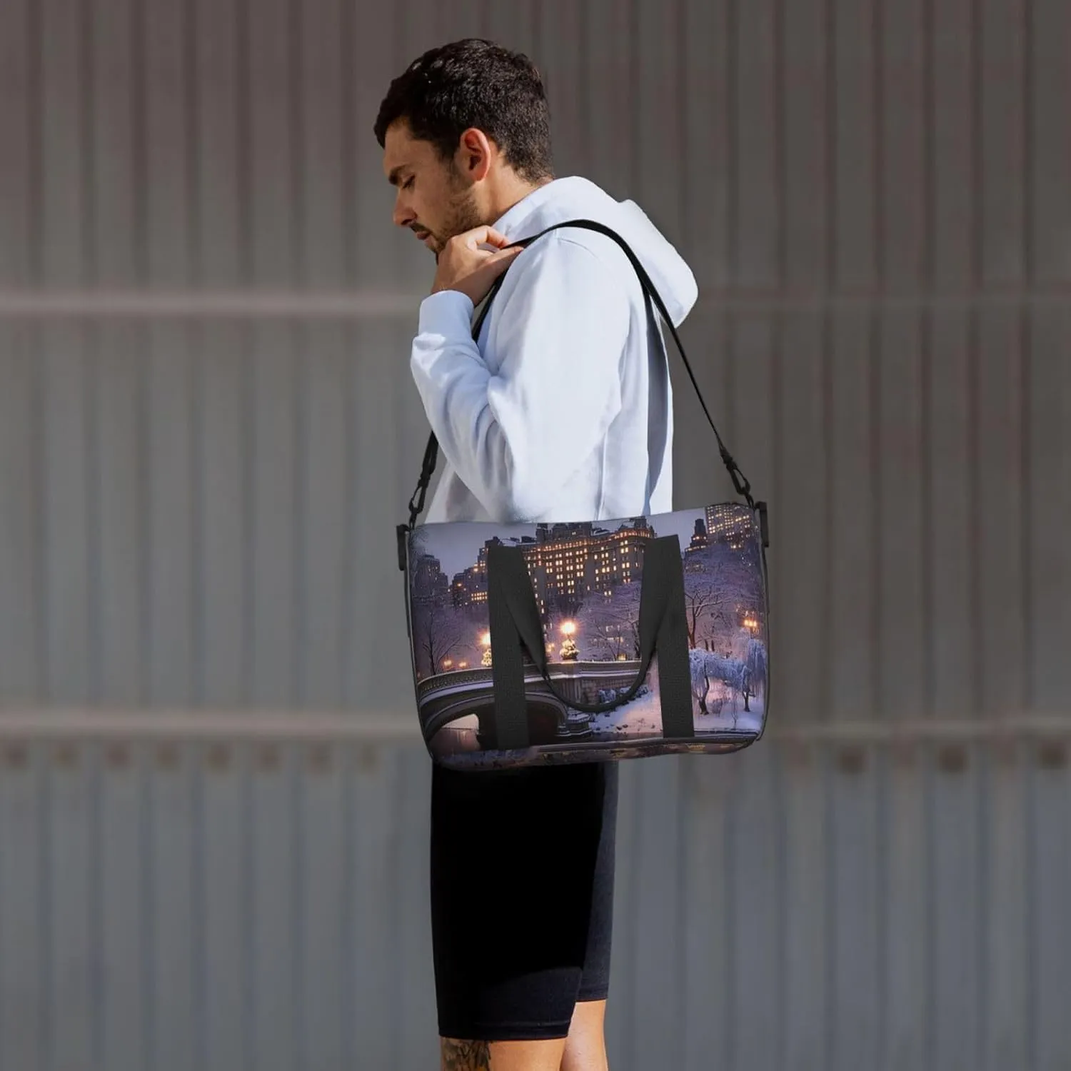 building bridge print Travel Duffel Bag, Sports Tote Gym Bag, Swim Pool Bag Large Shoulder Tote Bag for Beach Weekender