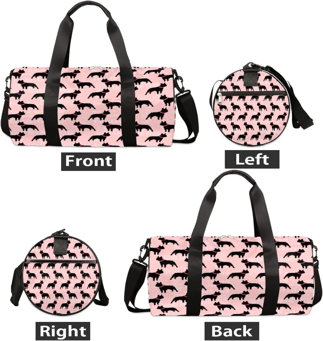 Bulldog Pattern Gym Bag Small Gym Duffel Bags for Men Women Black Pink Overnight Weekender Bag Lightweight Sport Duffle Bag Carry On Gymbag