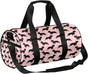Bulldog Pattern Gym Bag Small Gym Duffel Bags for Men Women Black Pink Overnight Weekender Bag Lightweight Sport Duffle Bag Carry On Gymbag
