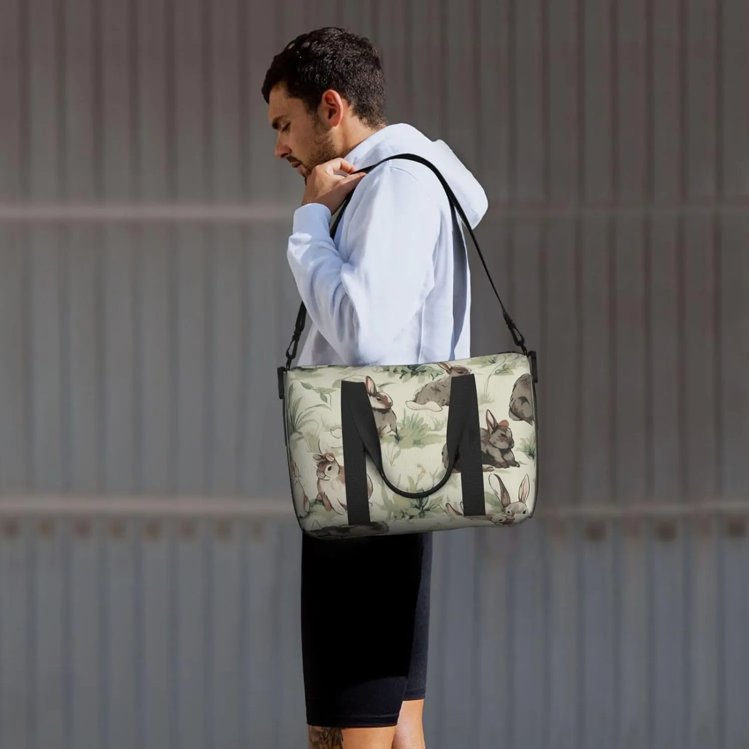 bunnies print Travel Duffel Bag, Sports Tote Gym Bag, Swim Pool Bag Large Shoulder Tote Bag for Beach Weekender