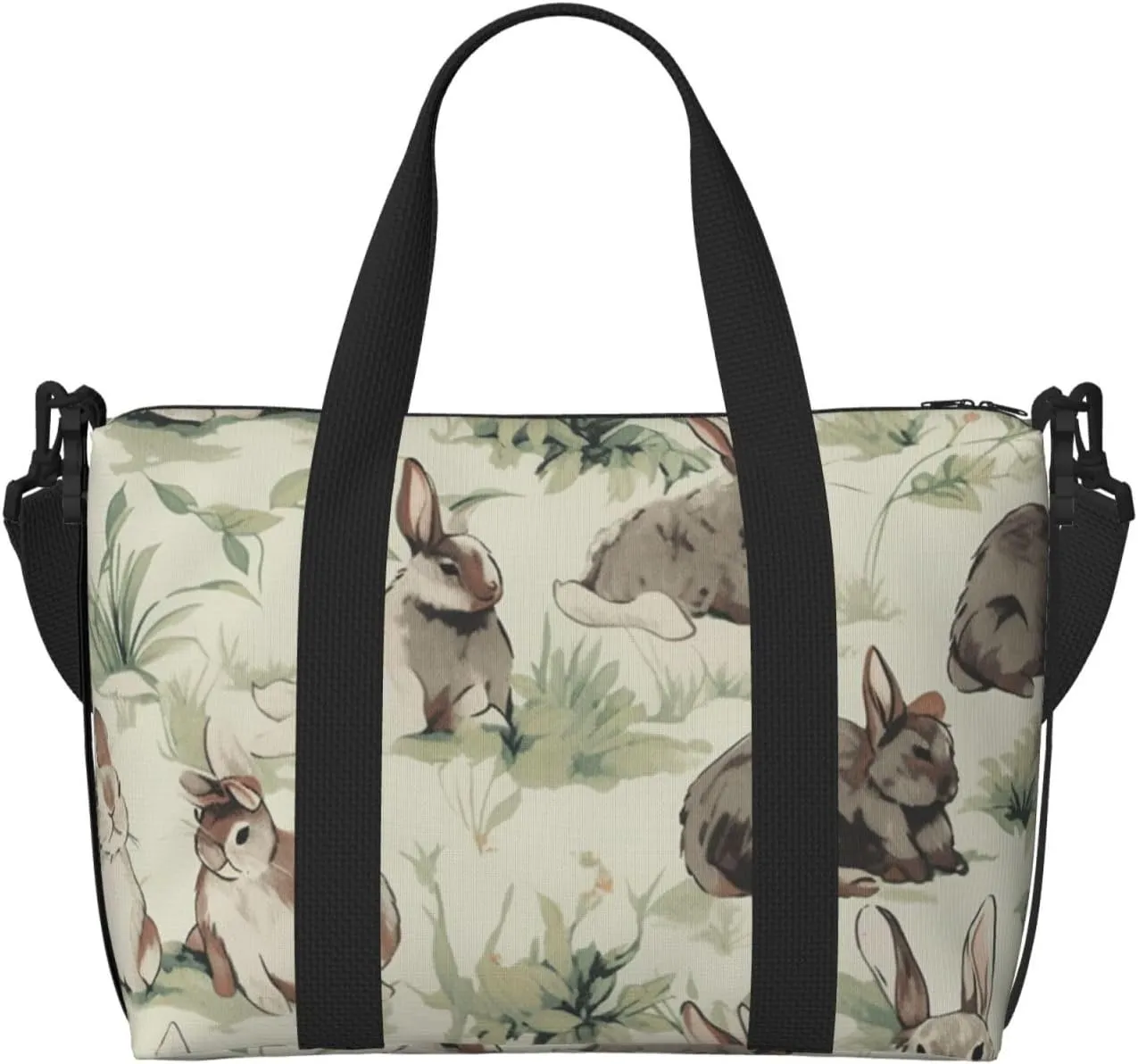 bunnies print Travel Duffel Bag, Sports Tote Gym Bag, Swim Pool Bag Large Shoulder Tote Bag for Beach Weekender