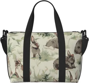 bunnies print Travel Duffel Bag, Sports Tote Gym Bag, Swim Pool Bag Large Shoulder Tote Bag for Beach Weekender