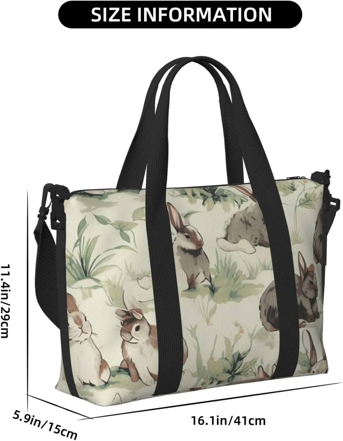 bunnies print Travel Duffel Bag, Sports Tote Gym Bag, Swim Pool Bag Large Shoulder Tote Bag for Beach Weekender