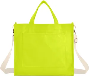 Burbuja Neon Yellow-green Solid Tote Bag for Women, Corduroy Tote Bag Handbag Crossbody Bag for Shopping Work Travel, M
