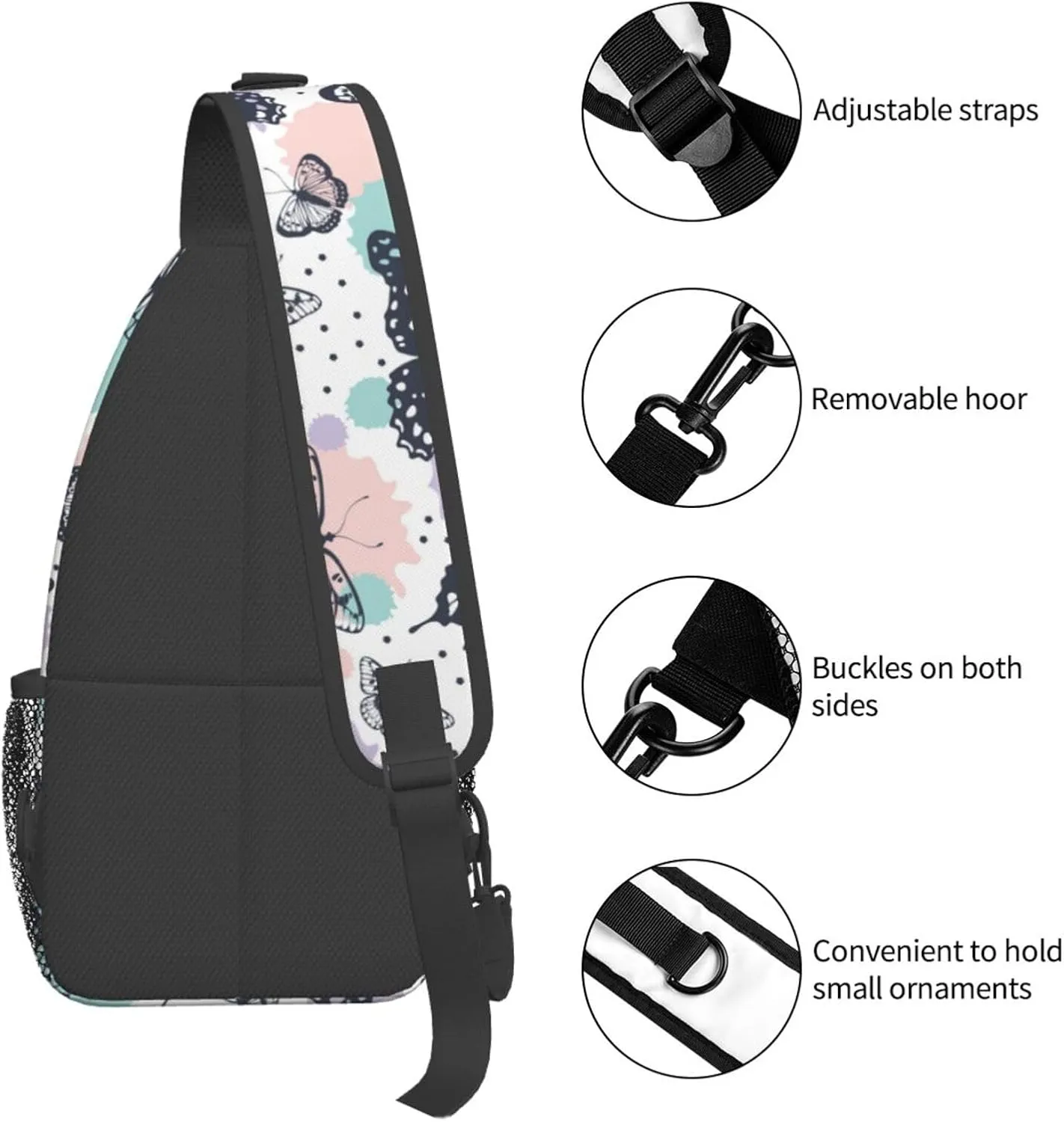 Butterfly Sling Backpack Shoulder Chest Bag For Men Women Hiking Travel Crossbody Daypack