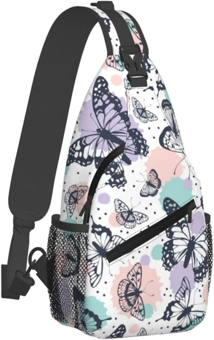 Butterfly Sling Backpack Shoulder Chest Bag For Men Women Hiking Travel Crossbody Daypack