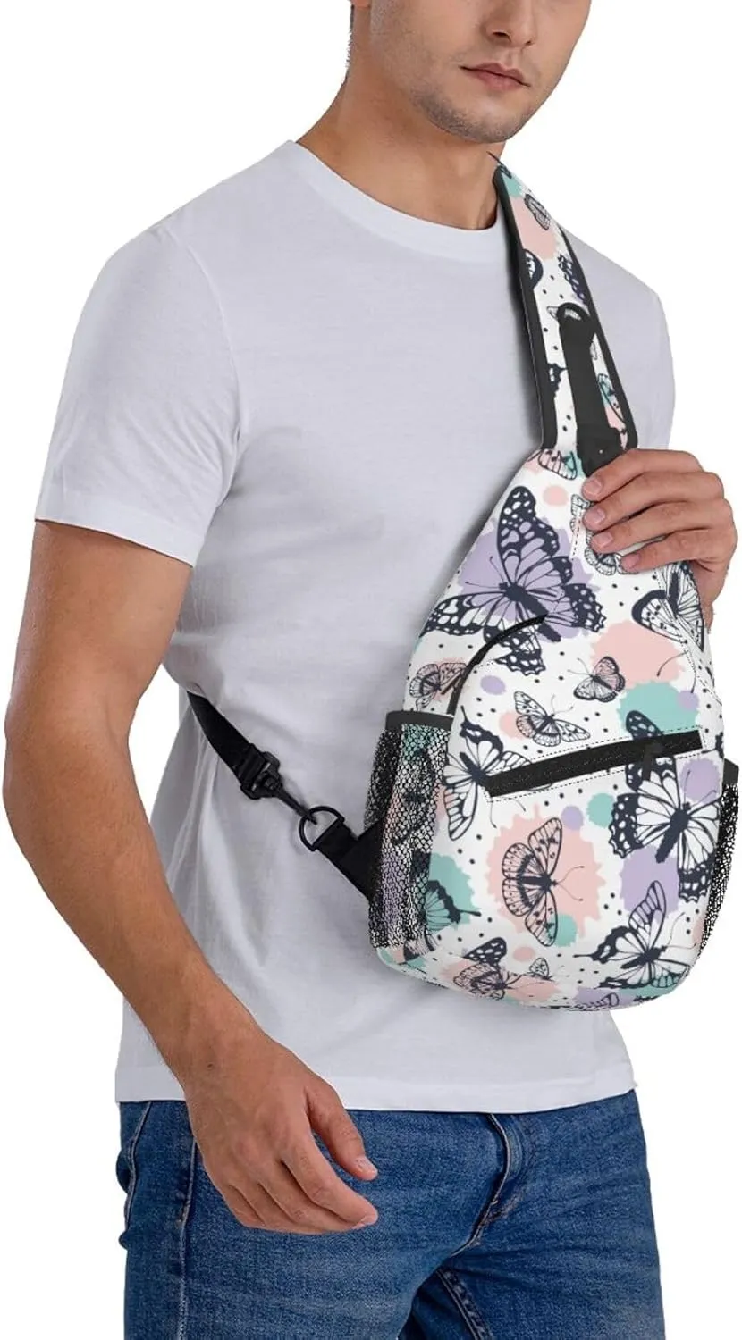 Butterfly Sling Backpack Shoulder Chest Bag For Men Women Hiking Travel Crossbody Daypack