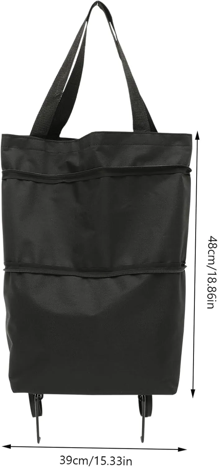 Cabilock Collapsible Trolley Bag Folding Shopping Bag with Wheels Foldable Grocery Bag Laundry Bag
