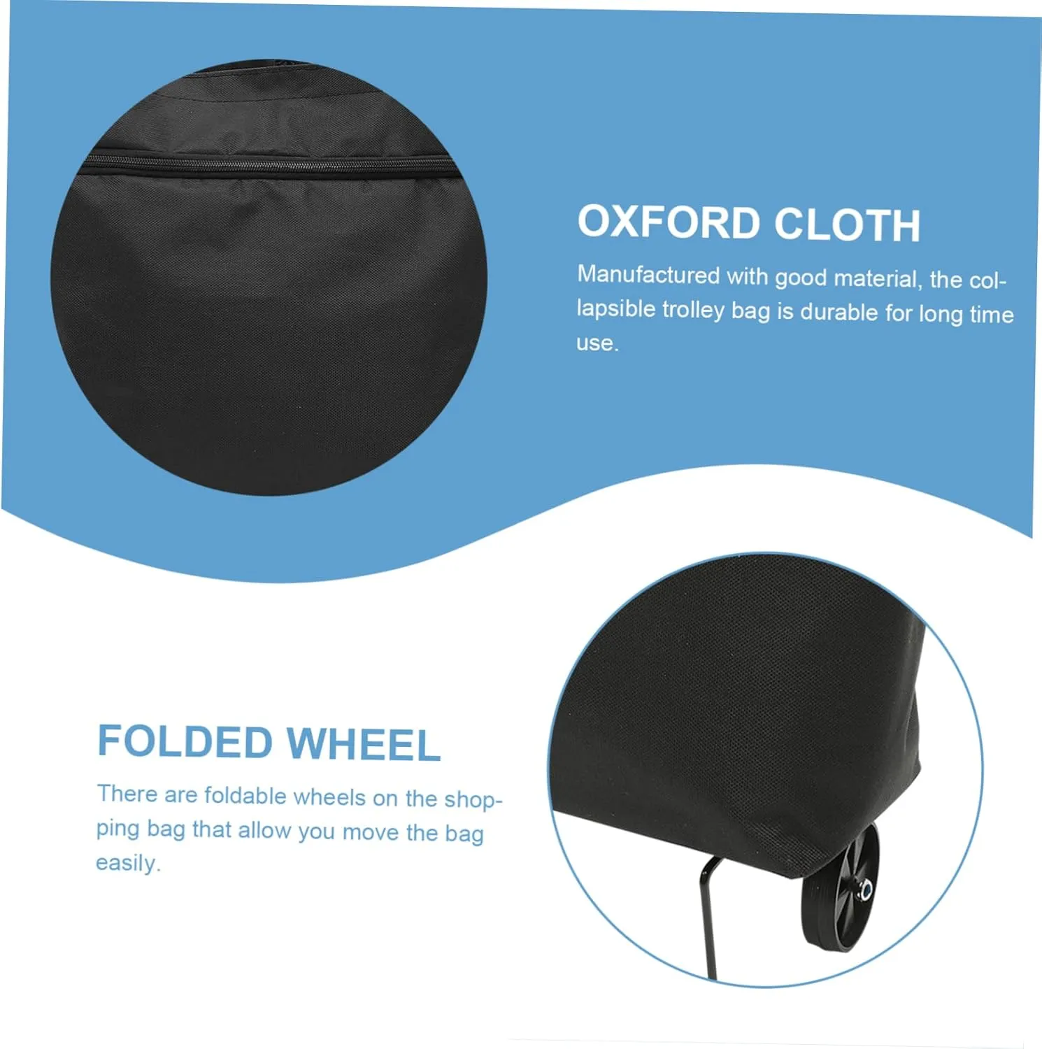 Cabilock Collapsible Trolley Bag Folding Shopping Bag with Wheels Foldable Grocery Bag Laundry Bag