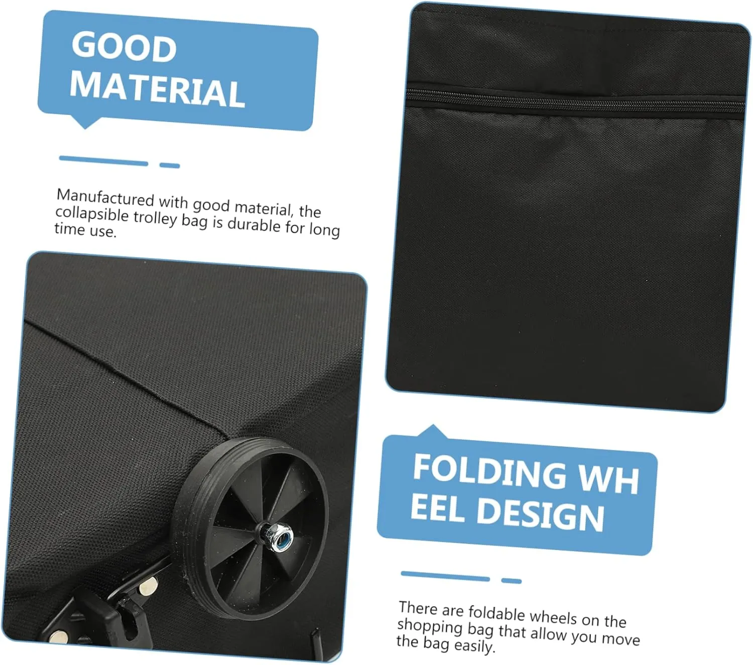 Cabilock Collapsible Trolley Bag Folding Shopping Bag with Wheels Foldable Grocery Bag Laundry Bag