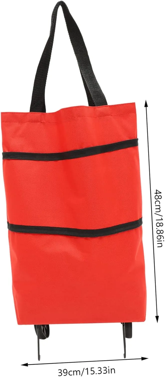 Cabilock Storage Bag with Wheels Shopping Cart Bag Wheels Foldable Wagon Tey Bags Large Duffle Bag with Wheels