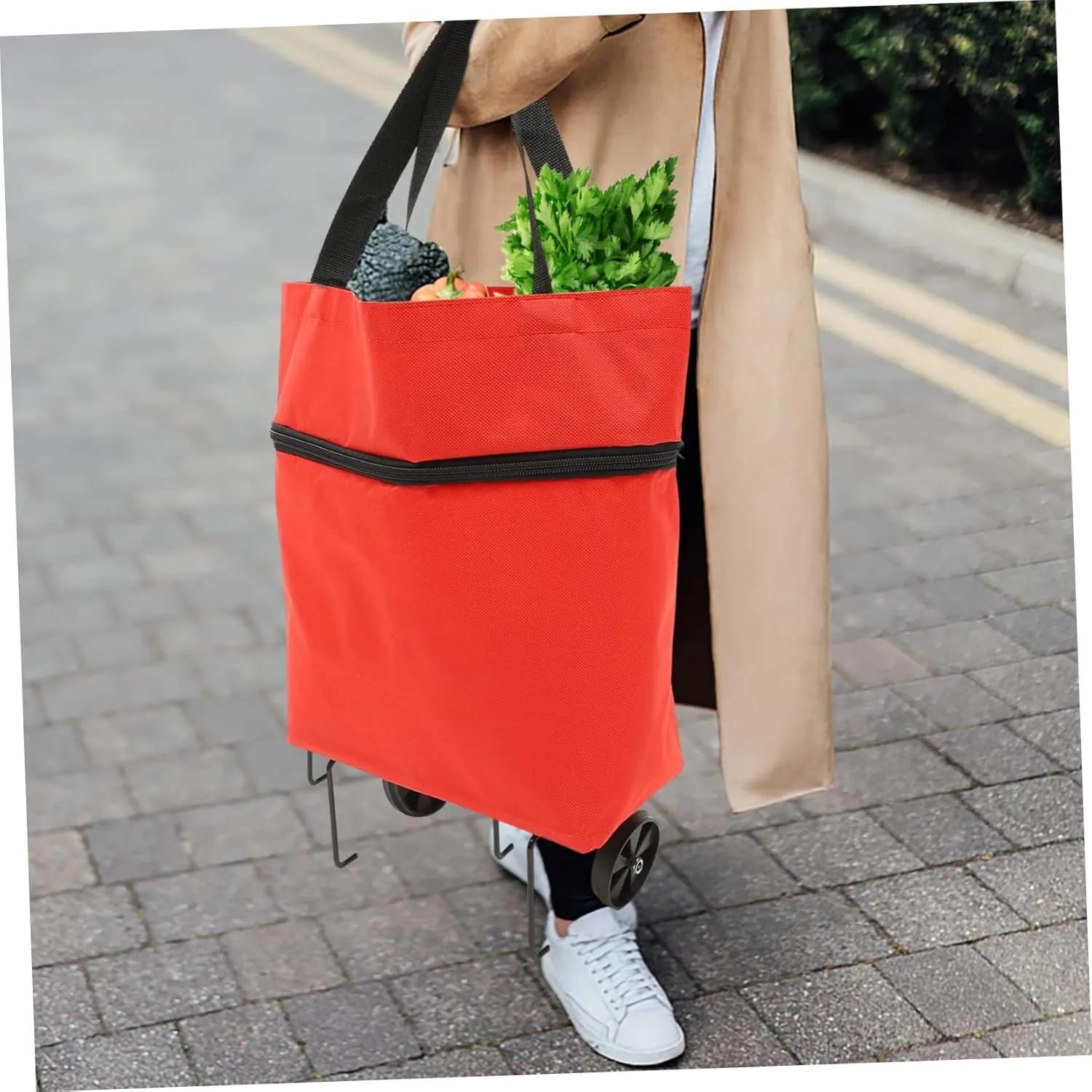 Cabilock Storage Bag with Wheels Shopping Cart Bag Wheels Foldable Wagon Tey Bags Large Duffle Bag with Wheels