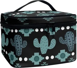 Cactus Cosmetic Makeup Bag for Women Girls Zipper Toiletry Storage Bag Large Capacity Brushes Organizer Case with Handle Easy to Clean for Weekend Getaways, Vacations