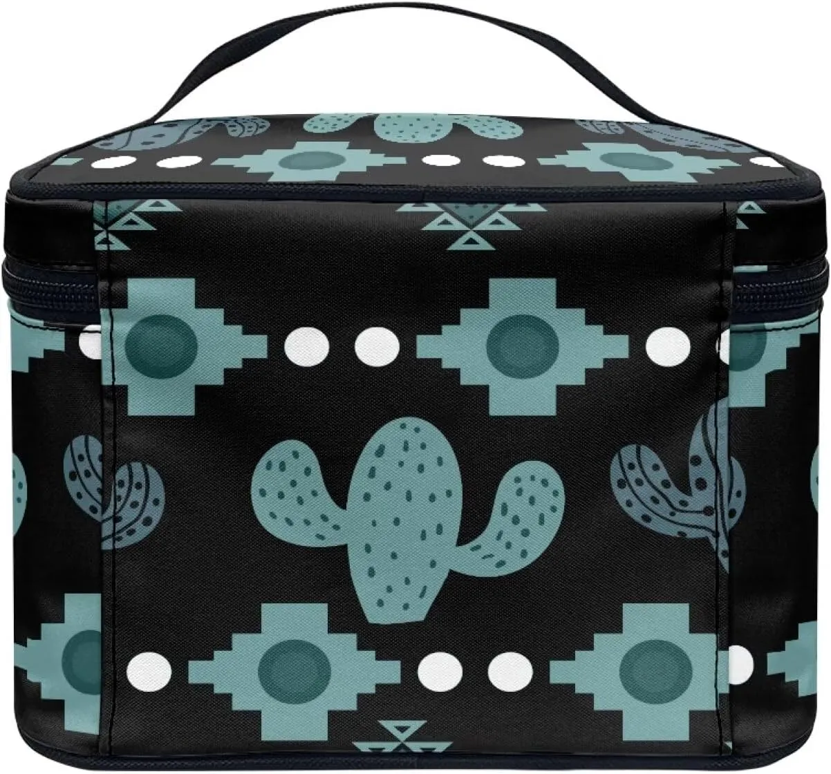 Cactus Cosmetic Makeup Bag for Women Girls Zipper Toiletry Storage Bag Large Capacity Brushes Organizer Case with Handle Easy to Clean for Weekend Getaways, Vacations
