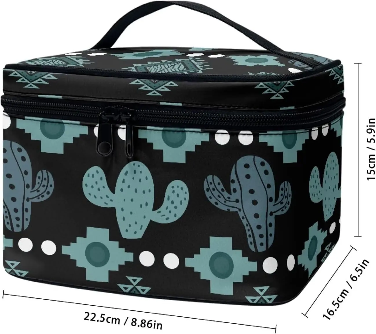Cactus Cosmetic Makeup Bag for Women Girls Zipper Toiletry Storage Bag Large Capacity Brushes Organizer Case with Handle Easy to Clean for Weekend Getaways, Vacations