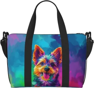 Cairn Terrier dog colorful print Travel Duffel Bag, Sports Tote Gym Bag, Swim Pool Bag Large Shoulder Tote Bag for Beach Weekender