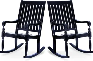 Cambridge Casual Montrose Solid Wood Oversized Rocking Chair Black, Set of 2